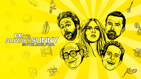 Title art for the hit Hulu and FX show, It’s Always Sunny in Philadelphia.