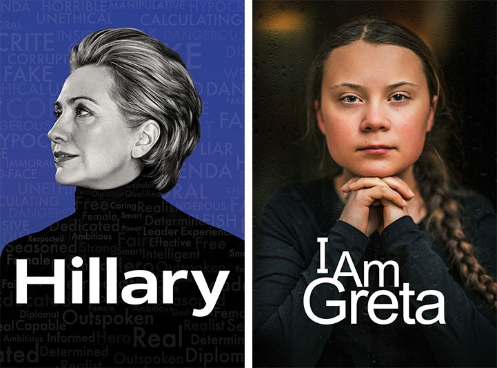 Title art for Hillary and I Am Greta on Hulu