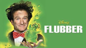 Title art for the Disney movie, Flubber, starring Robin Williams.