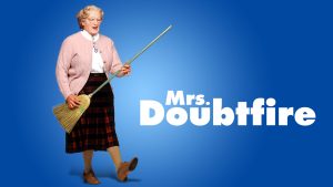 Title art for Mrs. Doubtfire starring Robin Williams.