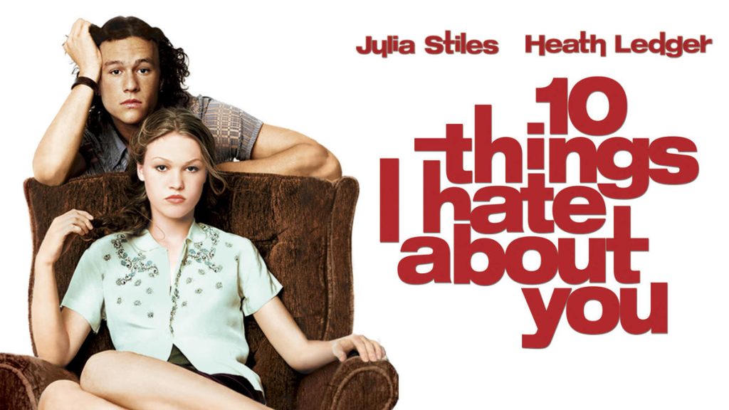 Title art for the 1990s rom-com film, 10 Things I Hate About You.