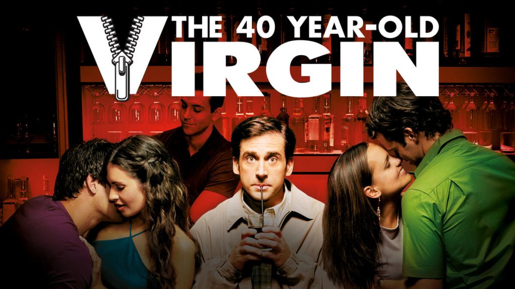 Title art for the 2000s rom-com, The 40 Year Old Virgin.