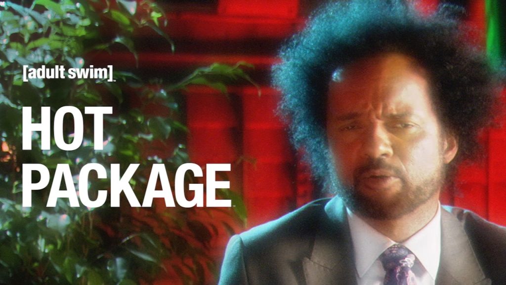 Title art for the Adult Swim live-action series, Hot Package.