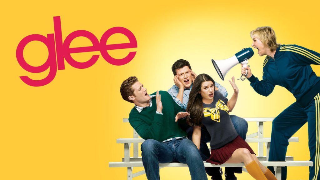 Title art for the feel-good show, Glee.
