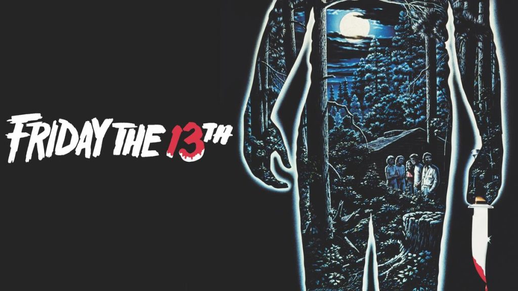Title art for the classic horror movie Friday the 13th.
