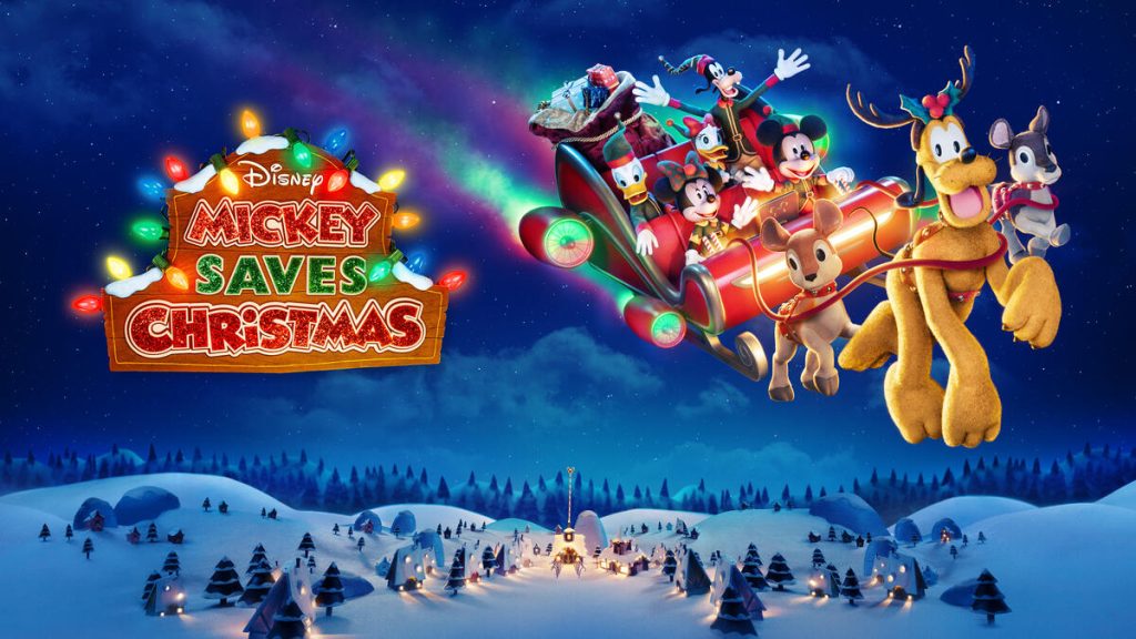 Title art for the Christmas cartoon, Mickey Saves Christmas.