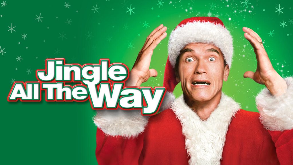 Title art for the Christmas movie, Jingle All The Way, on Disney+.
