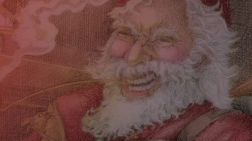 Title art for the holiday horror movie, Santa’s Slay.