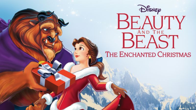 Title art for the Christmas movie, Beauty and the Beast: The Enchanted Christmas.