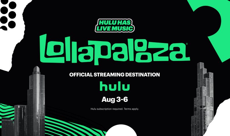Title art for the 2023 Lollapalooza live stream on Hulu.