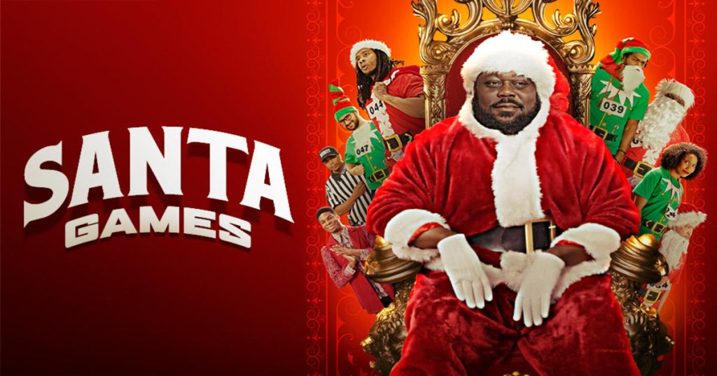 Title art for the Christmas comedy movie, Santa Games.