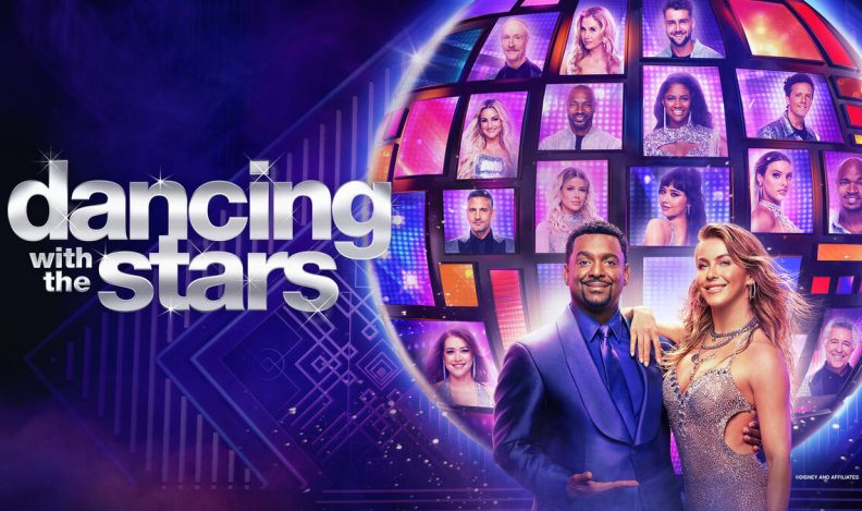 Title art for Season 32 of Dancing With the Stars hosted by Alfonso Ribeiro and Julianne Hough.