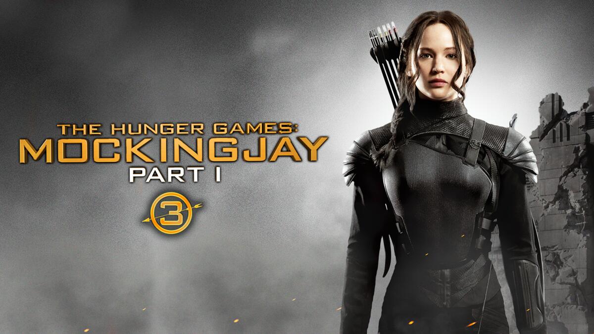 Title art for the third Hunger Games movie, The Hunger Games: Mockingjay, Part I.