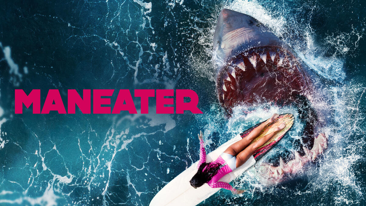 Title art for the shark movie, Maneater.