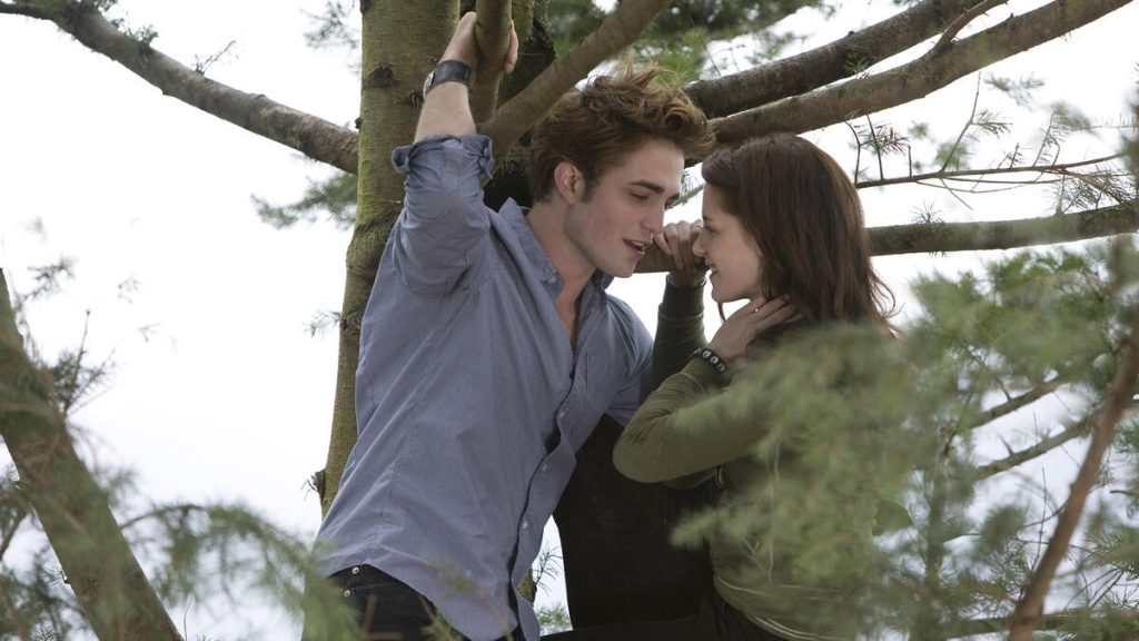 A still image of Bella Swan and Edward Cullen from Twilight.