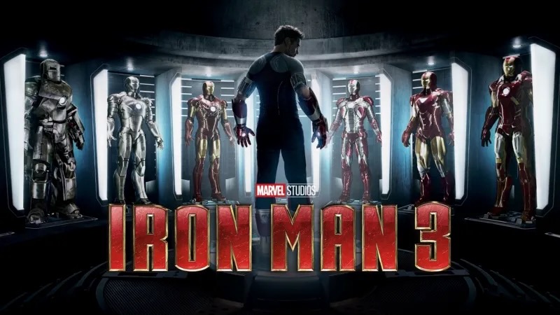 Title art for the non-Christmas Christmas movie, Iron Man 3.
