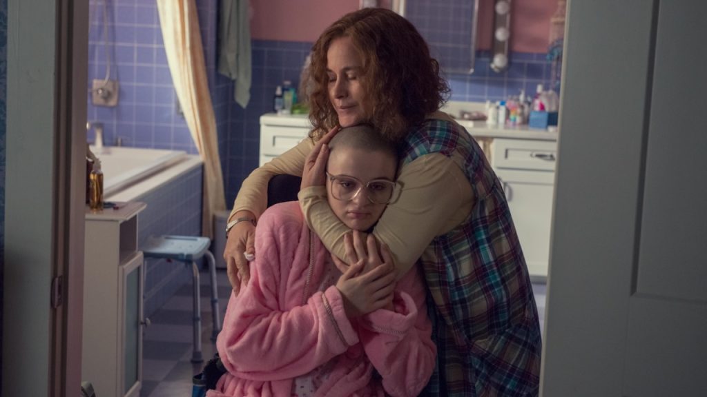 A still image of Gypsy Rose and Dee Dee Blanchard as portrayed in the Hulu Original miniseries, The Act.