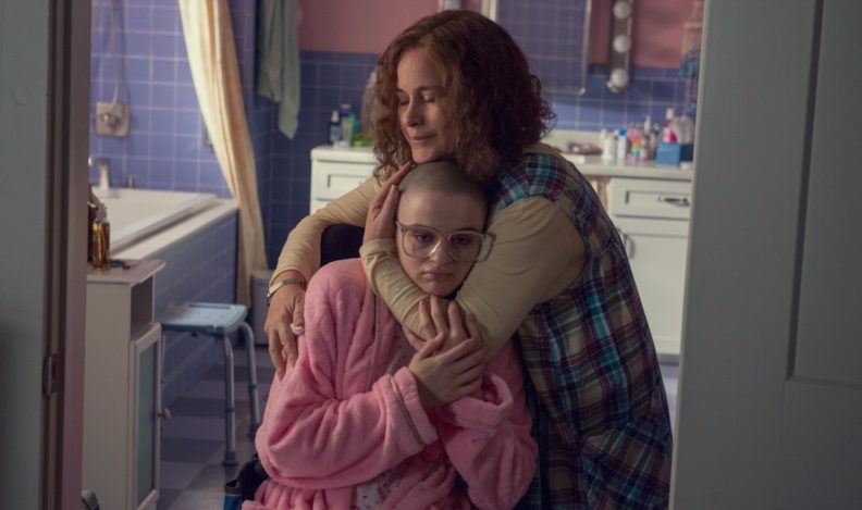 A still image of Gypsy Rose and Dee Dee Blanchard as portrayed in the Hulu Original miniseries, The Act.