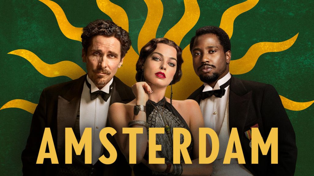 Title art for the movie, Amsterdam, featuring Taylor Swift.
