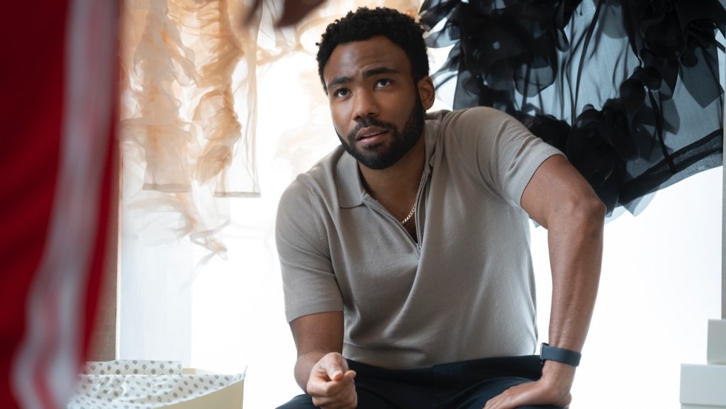 A still image of Donald Glover in the TV show, Atlanta.