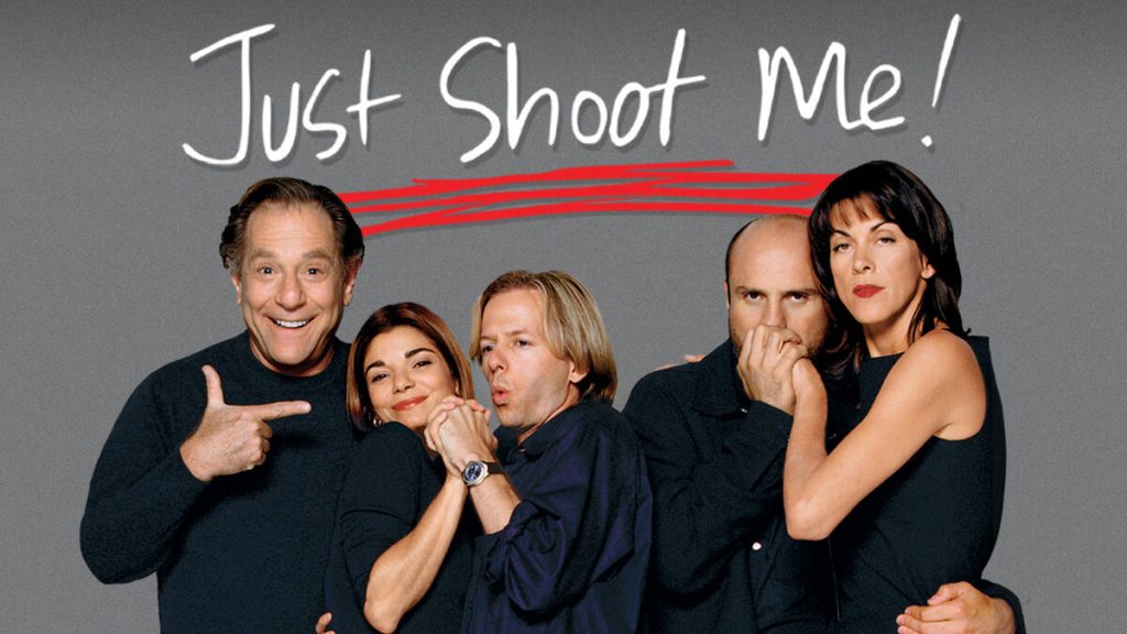 Title art for the sitcom, Just Shoot Me.