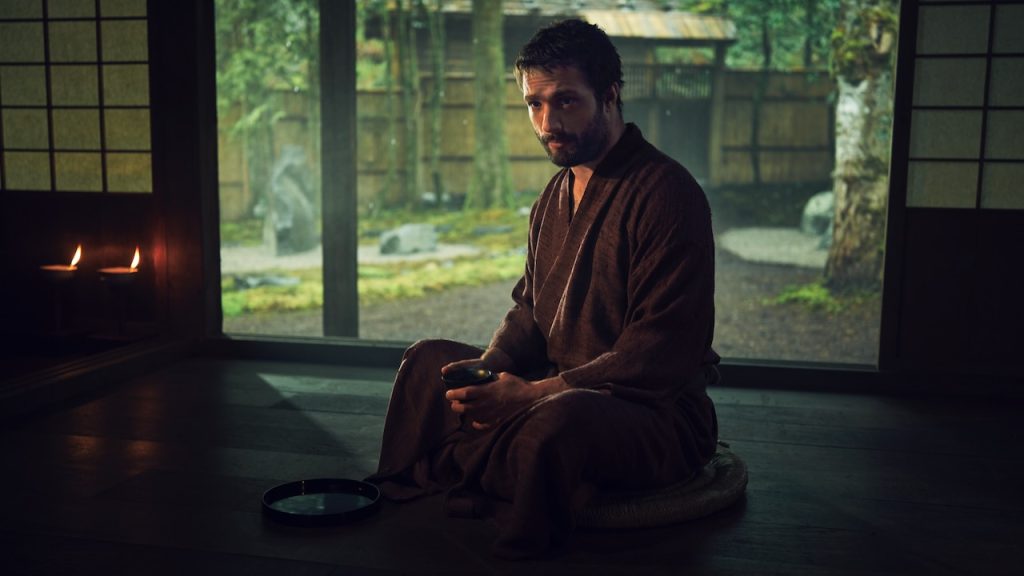 A still image of Cosmo Jarvis as John Blackthorne in the FX series, Shōgun.
