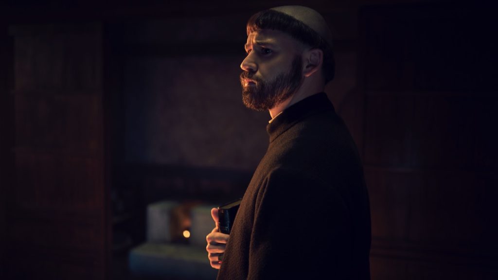 A still image of Tommy Bastow as Father Martin Alvito in the FX series, Shōgun.