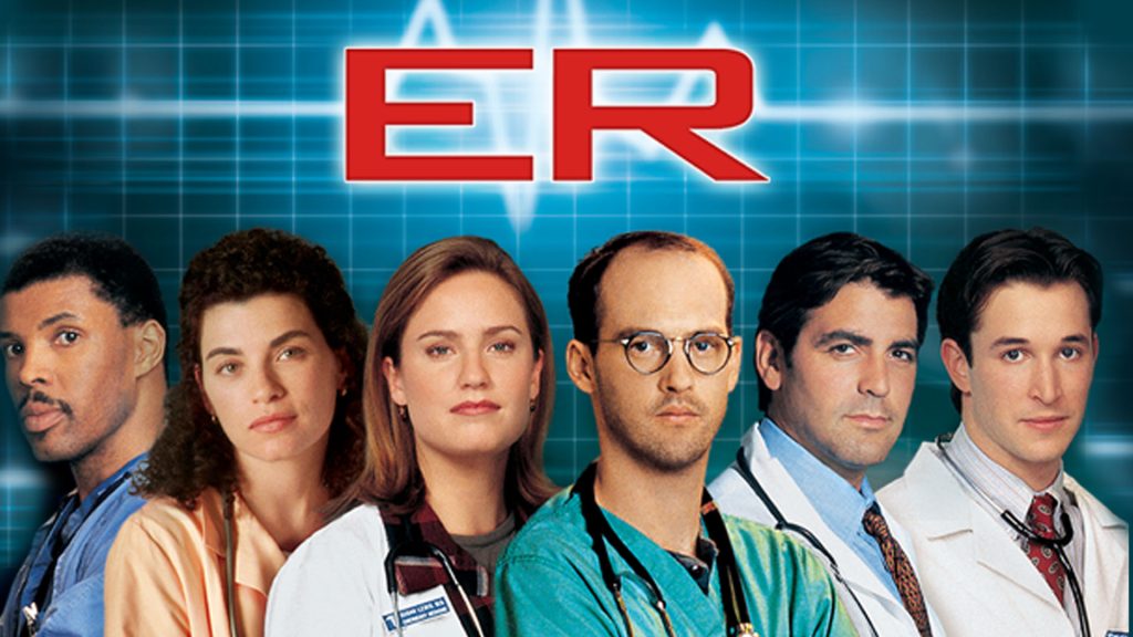 Title art for the medical TV drama series, ER.