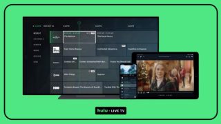 A Hulu branded graphic showcasing Hulu + Live TV.