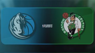 Graphic art for the 2024 NBA Finals, featuring the Dallas Mavericks against the Boston Celtics.