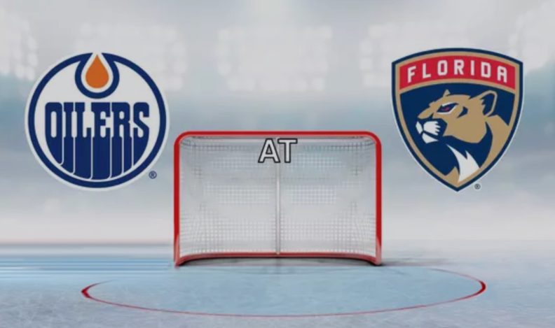 A graphic image promoting the Stanley Cup Finals between the Edmonton Oilers and Florida Panthers.