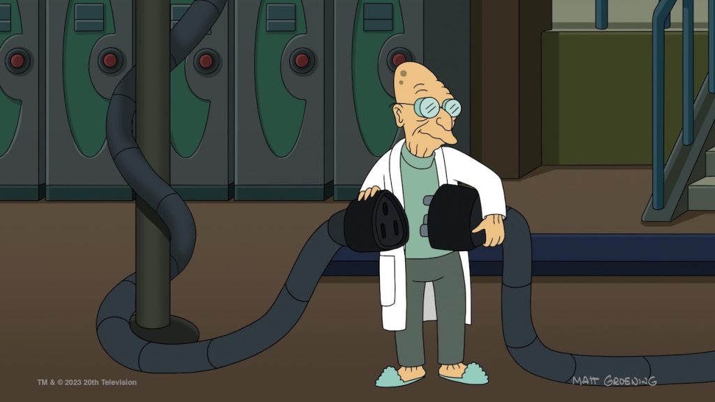 A still image of Professor Farnsworth in the Hulu animated series, Futurama.