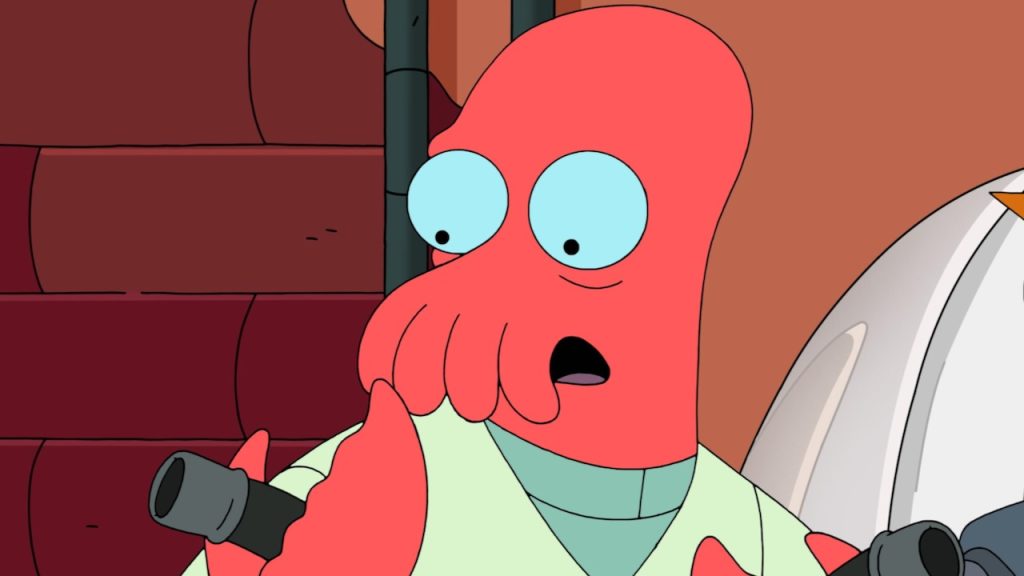 A still image of Dr. Zoidberg in the Hulu animated series, Futurama.