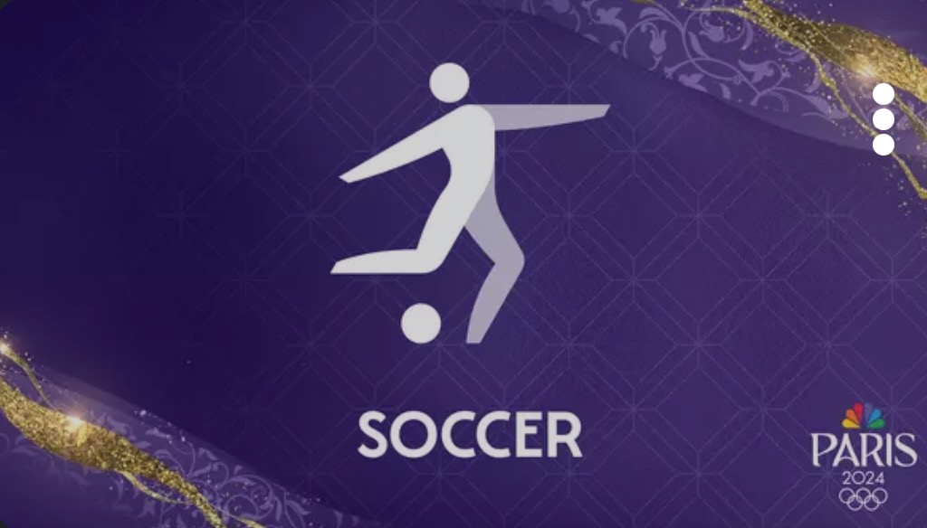 Graphic art representing Olympic soccer on NBC and Hulu + Live TV. 