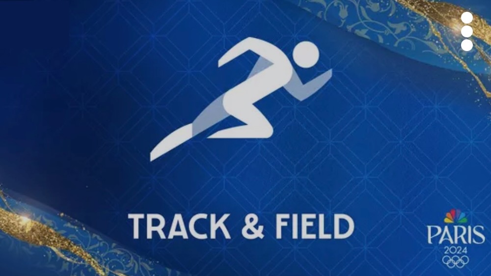 Graphic art representing track and field at the 2024 Paris Olympics. 