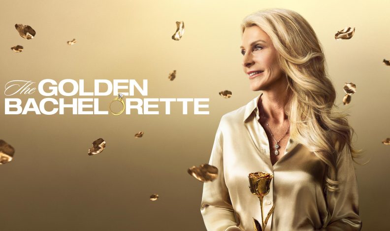 Title art for The Golden Bachelorette featuring Joan Vassos.