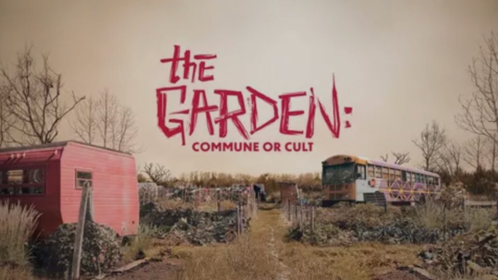 Title art for the cult documentary, The Garden: Commune or Cult.