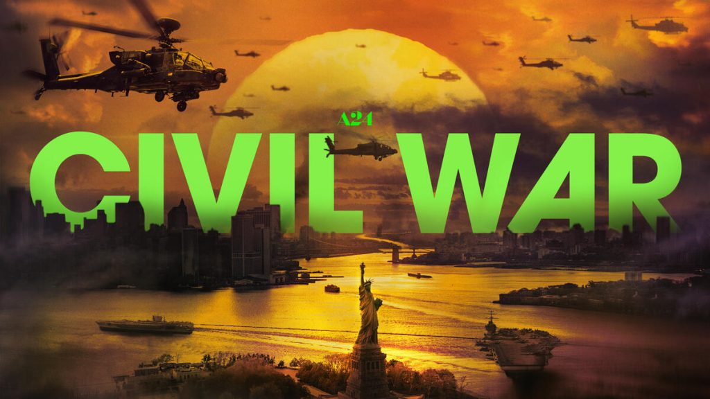 Title art for the movie Civil War, streaming on Max.