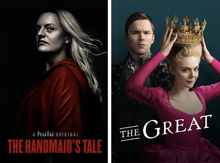Title art for the Hulu Original series The Handmaid's Tale and The Great