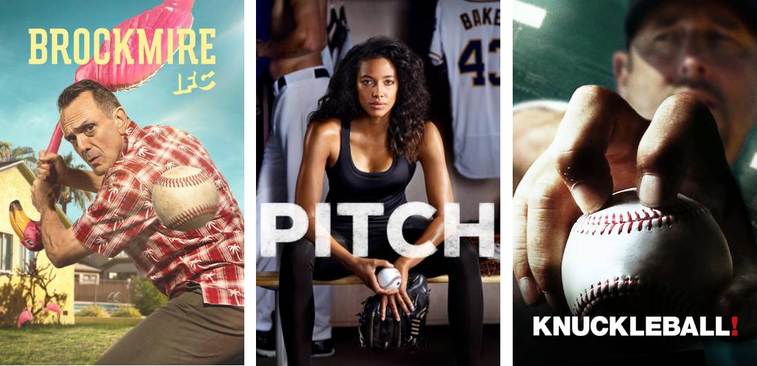 Title art for baseball movies and shows on Hulu