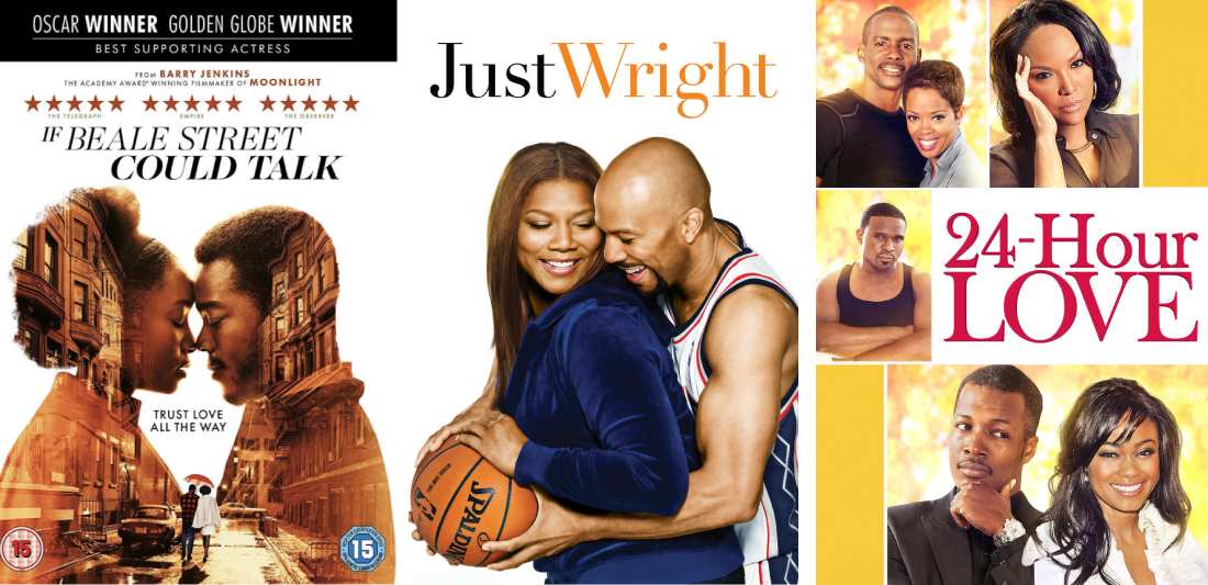 Title art for Black romance movies on Hulu