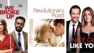 Title art for popular breakup movies on Hulu.
