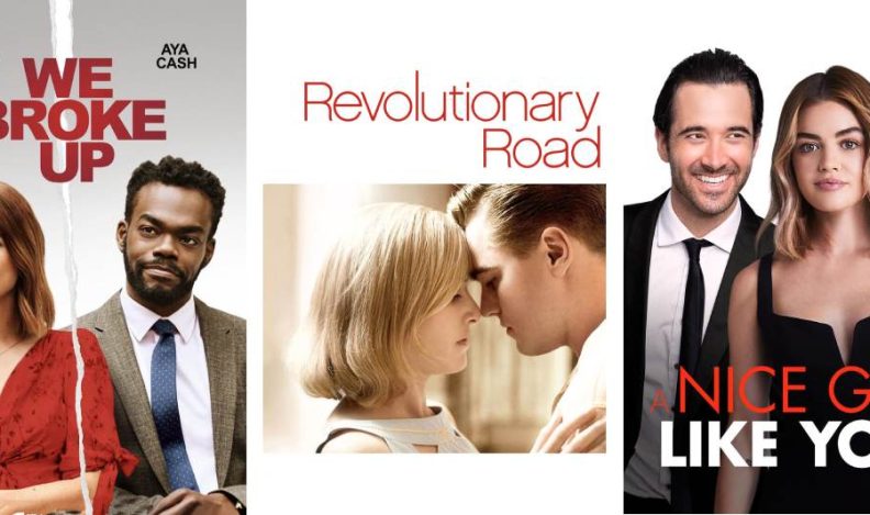 Title art for popular breakup movies on Hulu.