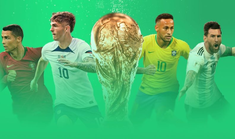 A green graphic for the 2022 FIFA World Cup on Hulu.