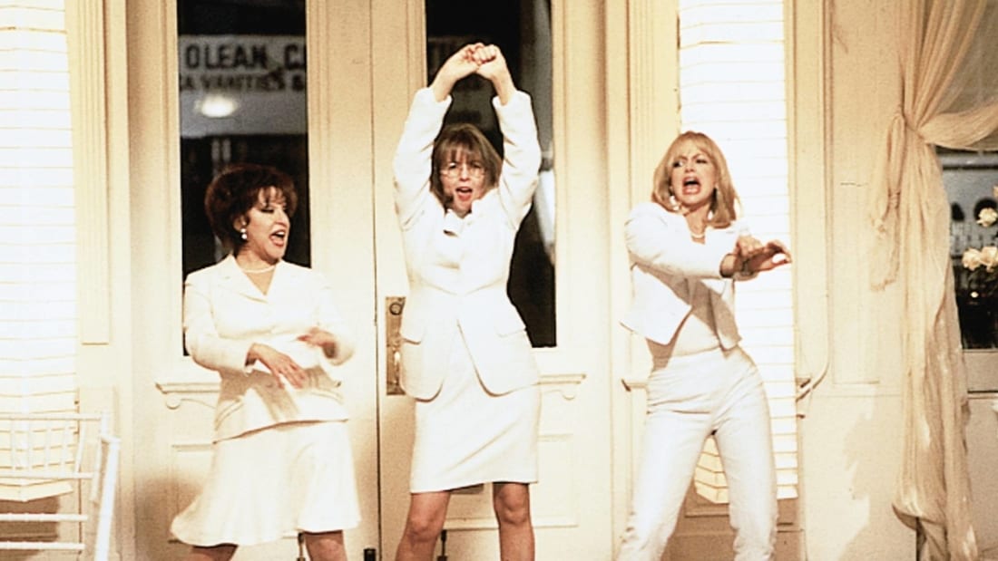 Diane Keaton, Goldie Hawn, and Bette Midler dancing in First Wives Club