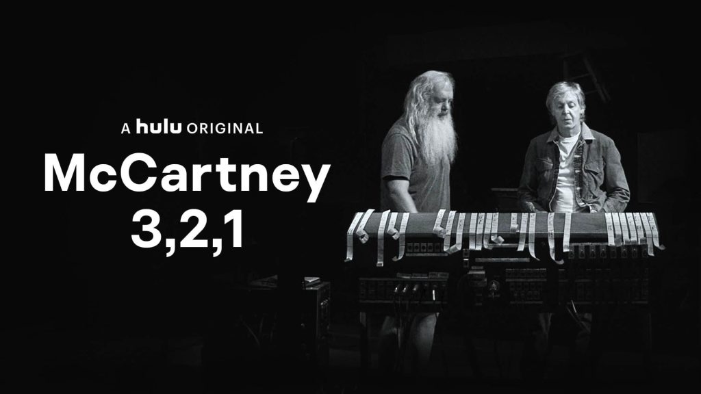 Title art for the McCartney 3,2,1 docuseries, featuring Paul McCartney and Rick Rubin.