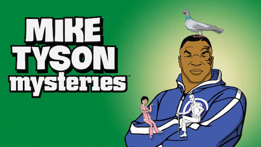 Title art for animated show Mike Tyson Mysteries on Adult Swim.