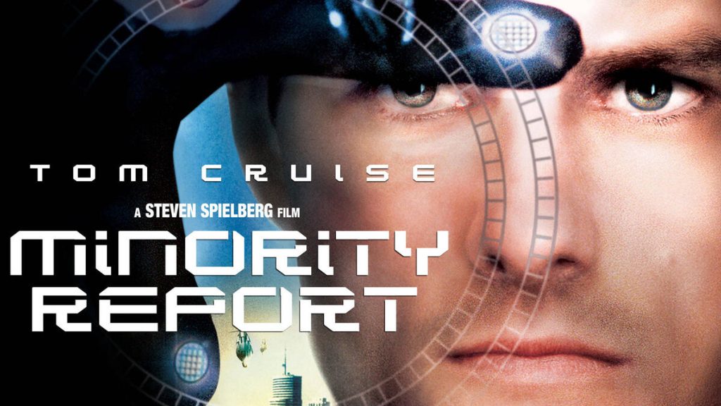 Title art for the Steven Spielberg dystopian movie, Minority Report, starring Tom Cruise.