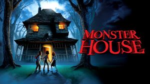 Arte del título para la película animada de Halloween Monster House