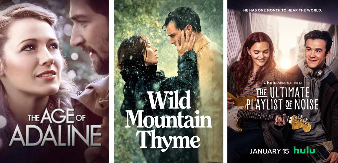 Title art for sad romance movies on Hulu